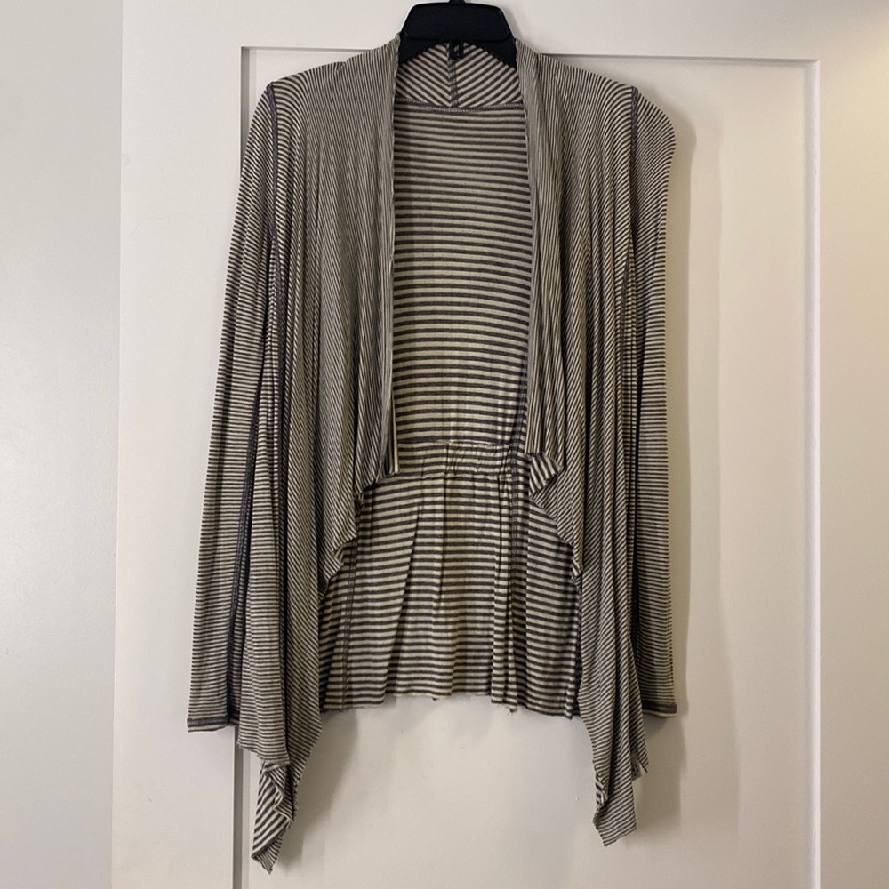 Drappy cardigan, bought at Anthropology. XS. Grey/white stripes, reversible